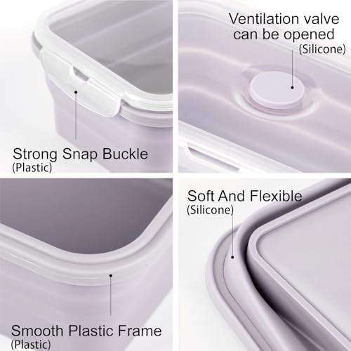 Collapsible Food Storage Containers with Airtight Lid & Vent Valve, 27 oz - Image 4