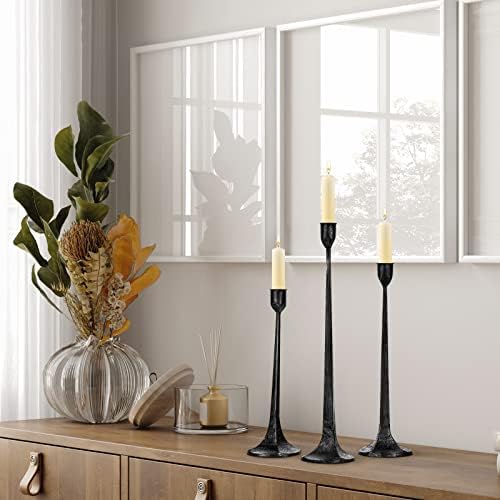 Iron Taper Candle Holder Set of 3 - Decorative Tall Candle Stand - Image 5