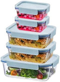 LocknLock LNG455S5M The Clear Heat-Resistant Borosilicate Glass Food Storage Set, 10-Piece (5 Containers + 5 Lids) - Mint by LocknLock