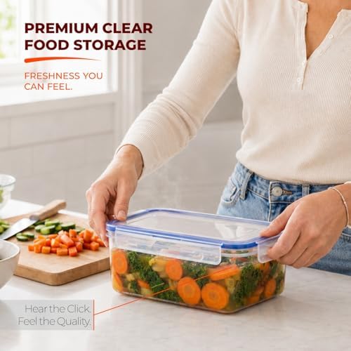 Tribello 68 oz Airtight Food Storage Containers with SnapTight Lids – Clear, Stackable, BPA-Free Meal Prep Containers for Kitchen, Freezer & Pantry – 3-Pack - Image 4