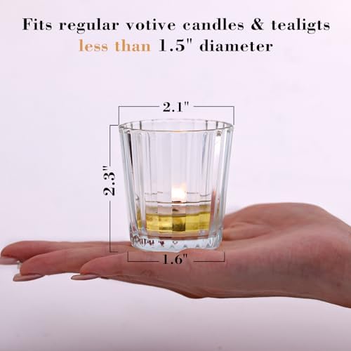 NITIME 8pcs Vintage Ribbed Votive Candle Holders, Glass Candle Holder for Wedding Table Decor, Tea Lights Candle Holder for Table Centerpiece, Christmas, Holiday Decor - Image 2