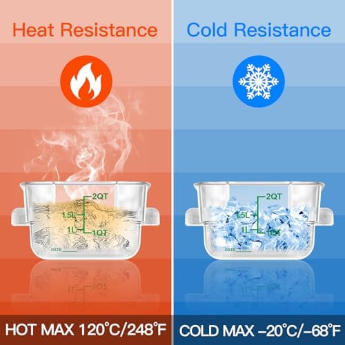 6 pcs 2qt Food Storage Containers with Lid, Square Clear Commercial Storage Containers with Handle and Scale for Food Storage in Home Kitchen & Dining (Green) - Image 4