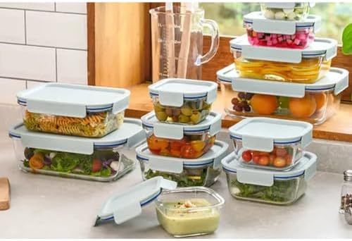 LocknLock LNG455S5M The Clear Heat-Resistant Borosilicate Glass Food Storage Set, 10-Piece (5 Containers + 5 Lids) - Mint - Image 5