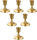 Romadedi Gold Candlestick Candle Holders for Taper, 6 PCS Gold Brass Color Candle Stick Candle Holder for Table Centerpiece, Wedding Reception, Festive Christmas Mantel Decoration or Home Decor by ROMADEDI