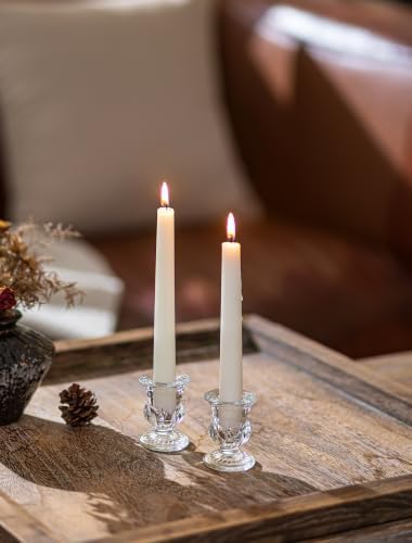 Romadedi Glass Taper Candle Holders, Clear, Pack of 2 - Image 3