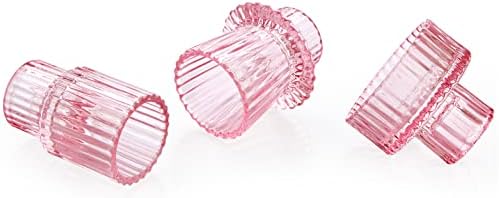 Vixdonos Pink Candlestick Holders Set of 3 Glass Candle Holders for Taper Candles,Pillar Candles and Tealight Candles - Image 3