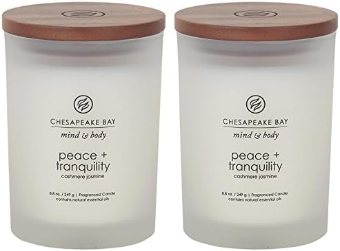 Chesapeake Bay Candle Peace + Tranquility (Cashmere Jasmine) Scented Candles Medium Size 2-Pack Perfect for Home Décor Relaxation and Gifting by ChesapeakeBayFragrance