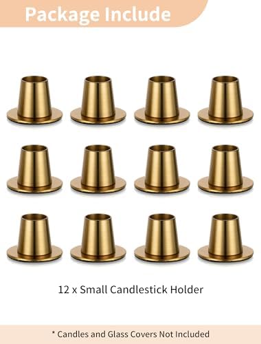 NUPTIO Gold Candlestick Holders Set of 12, Small - Image 7