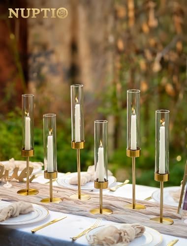 NUPTIO Candlestick Holders for Table Centerpiece, Set of 3 Gold Decor - Image 3