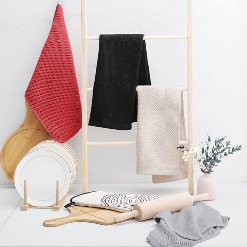 Homaxy 100% Cotton Waffle Weave Kitchen Dish Towels 4-Pack, Brick Red - Image 6