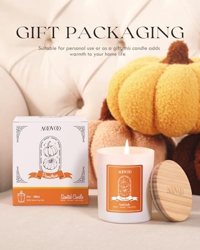 AOOVOO Pumpkin Scented Candles for Women - Aromatherapy Candle with Crystals Inside, 7oz Soy Candles for Home Scented, Christmas Birthday Gifts Candle for Women Mom - Image 7