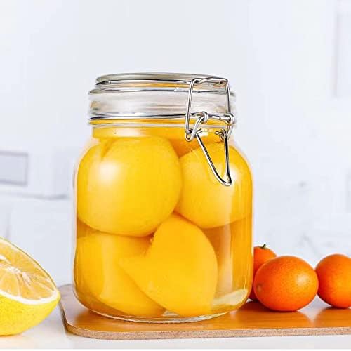32oz Glass Food Storage Jars with Airtight Clamp Lids,Set of 4 Airtight Glass Canister Square- Clear Storage Container for Kitchen Container Storing Sugar, Flour, Cereal,Coffee,Spice… - Image 7