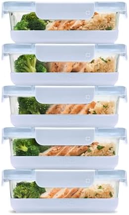 Ello Duraglass Refresh 3.4 Cup Meal Prep Containers, 10 Pc, Halogen Blue by Ello