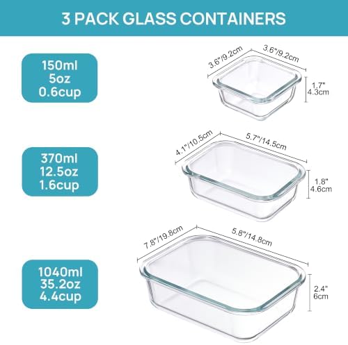 Vtopmart 3 Pack Glass Food Storage Containers with Lids Green - Image 2