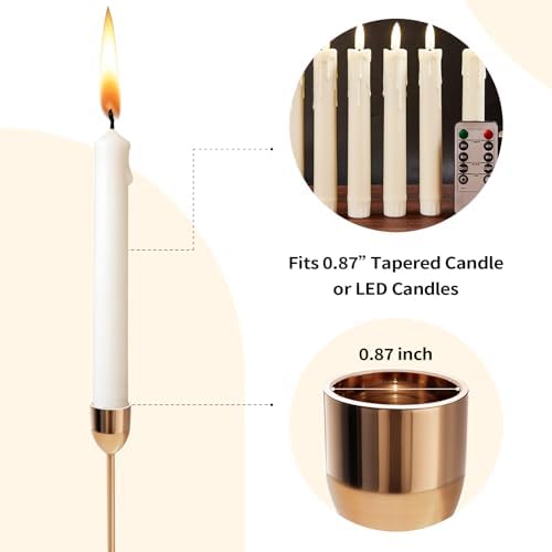 ChefBee 6PCS Gold Tall Taper & Pillar Candle Candlestick Holder - Image 4