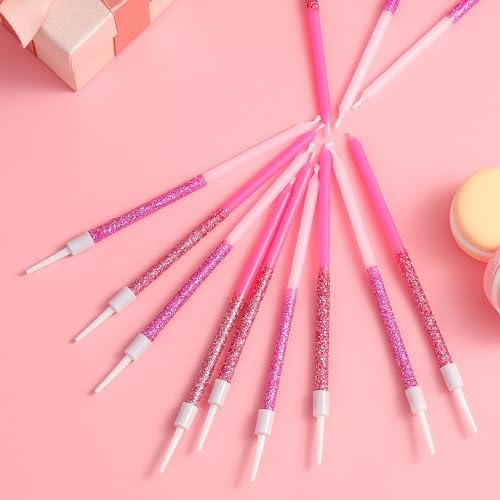 PHD CAKE Pink Glitter Birthday Candles, Cake Candles, Birthday Parties, Wedding Decorations, Party Candles - Image 2