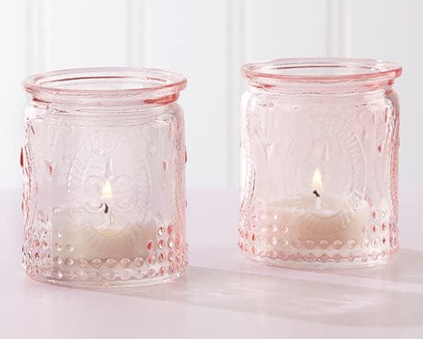 24PCS Kate Aspen Tea Light Holder, Vintage Glass Tealight Votive Candle Holders, Perfect Wedding Favor, Bachelorette Favor or Bridal Shower Favor - Pink - Image 2