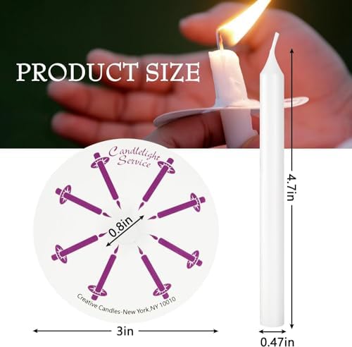 YOROXRG 200 pcs Church Candles with Drip Protectors for Devotional Candlelight Vigil Service, Unscented White 5" H X 1/2" D, No Smoke, Shabbat, Praye - Image 3