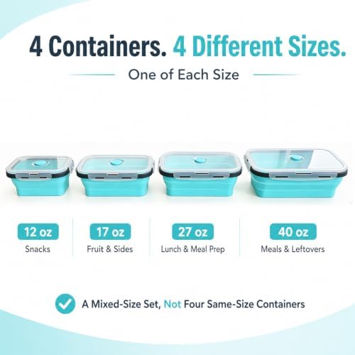 Guyuyii 4 Pack Space-Saving Collapsible Food Storage Containers with Lids - Image 2