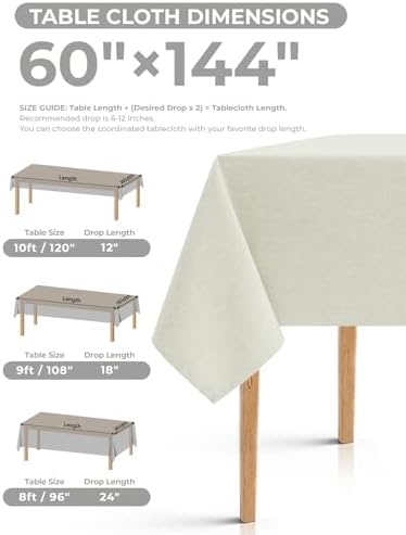 Decorelia Extra Long Rectangle Linen Farmhouse Tablecloth for 10ft Table,Dirty-repel Easy to Clean Banquet Burlap Tablecloths for Dining& Kitchen Table(Oblong, 60 x 144 Inch (12-14 Seats), Light Grey) - Image 4