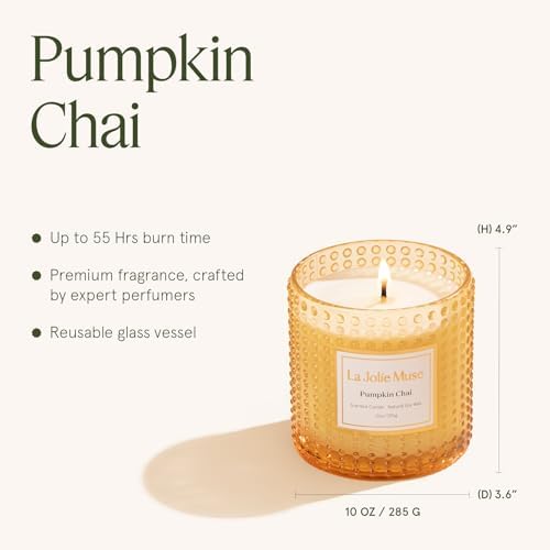 LA JOLIE MUSE Pumpkin Chai Scented Candles for Home, Natural Soy Wax,55 Hrs - Image 5