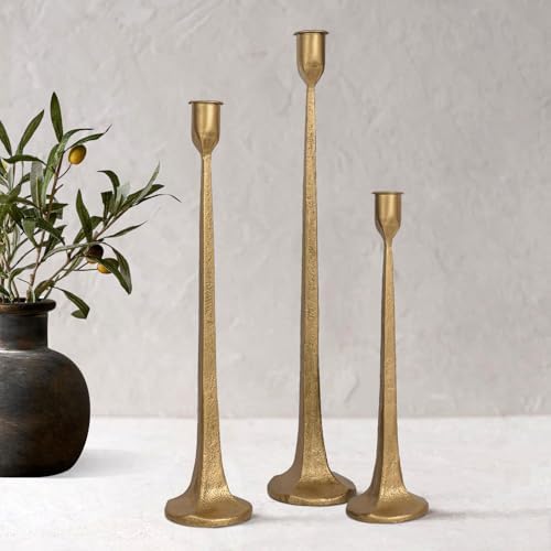 Iron Taper Candle Holder Set of 3 - Decorative Tall Candle Stand by SUJUN