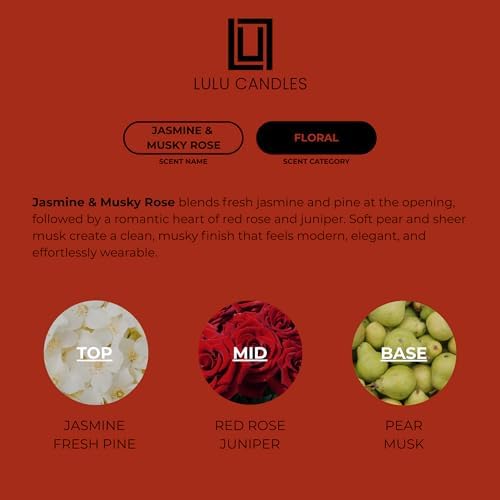 Lulu Candles | Jasmine & Musky Rose | Luxury Scented Soy Jar Candle | Hand Poured in The USA | Highly Scented & Long Lasting | 9 Oz. - Image 3