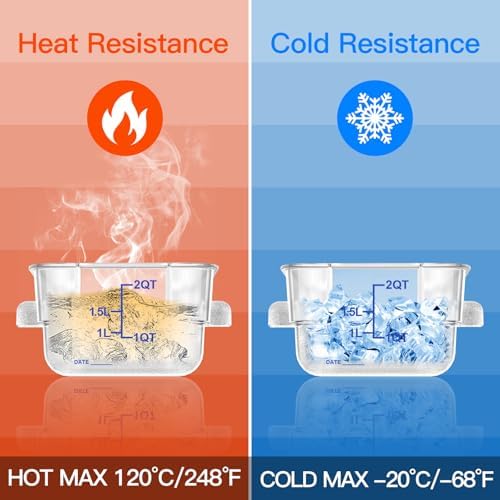 4 pcs 2qt Food Storage Containers with Lid, Square Clear Commercial Food Storage Containers with Handle and Scale for Food Storage in Home Kitchen & Dining (Blue) - Image 4