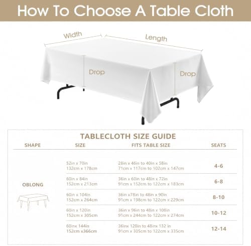 Veblandy Rectangle 4 Feet Tablecloth 52x70 inch Linen Textured Table Cloth Stain and Wrinkle Resistant Washable Polyester, Decorative Table Cover Waterproof for Dining, Buffet and Camping, White - Image 6