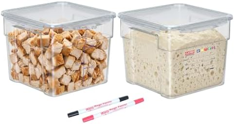 2 Pack 12 QT Polycarbonate Food Storage Containers with Airtight Lids, Stackable Commercial Ingredient Containers, Clear Food Prep Containers for Flour, Sugar, Rice, Grains and Bulk Dry Goods by GATBO