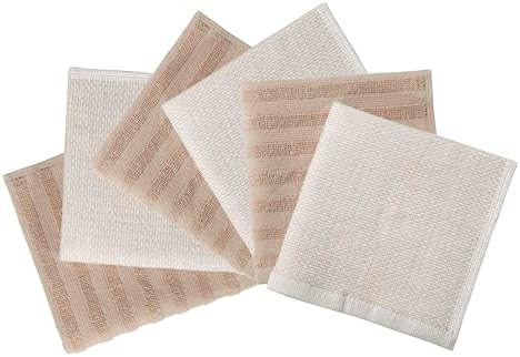 Bumble Premium Dish Cloths 13"x13" (6 Pack) | 100% Natural Ring Spun Cotton | 400 GSM | Highly Absorbent & Soft |Yarn Dyed & Solid Dyed Terry Dish Cloth Set - Tan - Image 4