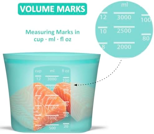 Reusable Storage Bag, 8 Pack 100% Silicone Food Storage Bags Stand Up Zip Lock Bags for Food Container, Freezer Microwave Oven Dishwasher Safe, 2 X-Large(0.8 Gallon) 2 Medium 2 Small 2 X-Small, Aqua - Image 7