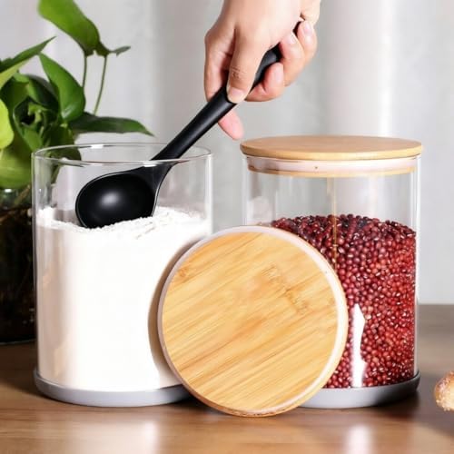 Set of 2 Large Glass Food Storage jar, 100 FL OZ (3000ml) Glass Flour Canister with Airtight Bamboo Lids for Kitchen Corner, BPA-Free Flour Container for Sugar, Ground Coffee, Rice and Dry Food - Image 7