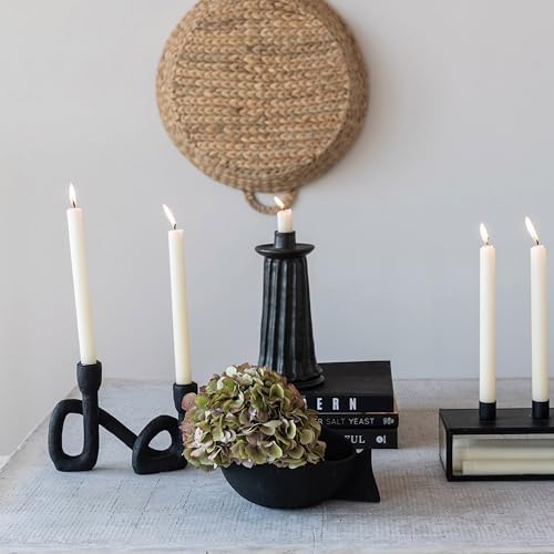 Bloomingville Decorative Resin Double Taper Candle Holder, Black (Pack of 8) - Image 3