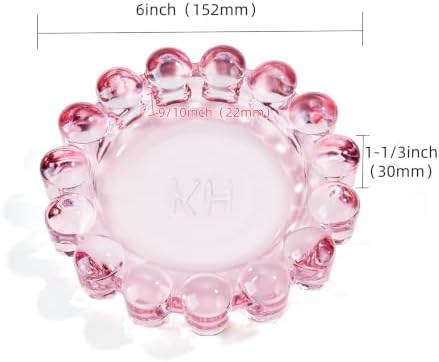 Chic Pink Bubble Glass Candle Dish – Modern Clear Glass Candle Holder for Tealights & Diffusers, Decorative Tray for Home & Tabletop Decor（1 Pack） - Image 2