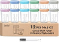 DRKIO 12 pcs Baby Food Storage Containers 4&8 Oz Small Glass Jars with Lids by DRKIO
