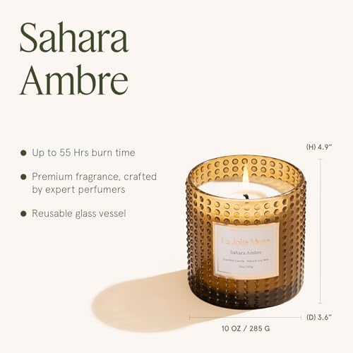 LA JOLIE MUSE Sahara Amber Scented Candles for Home, Natural Soy Wax 55 Hrs - Image 5