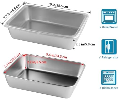 4 Pcs (68oz) Stainless Steel Food Containers with Clear Lids, 10" x 7.7" Stackable Snack Storage Boxes, Deli Meat Keeper for Refrigerator or Picnic, BBQ Party, Office, Gym Lunch - Image 3