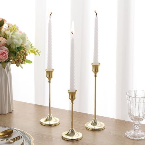 Candlestick Holders 4 Sets(12 Pcs), Gold Candle Holders with Anti-Slip Pad, Metal Taper Candle Holder, Candle Holder for Wedding Fireplace Mantel Housewarming Gift - Image 5