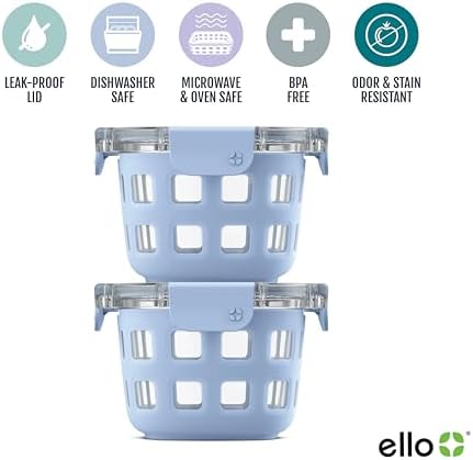 Ello Duraglass 2 Cup Glass Storage Containers with Lids, 2 Pack, Blue - Image 3