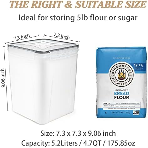 Wildone Flour Storage Containers 5.2L, 4 PCS Food Storage Containers, Black - Image 3