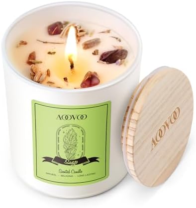 AOOVOO Sage Scented Candles for Women - Aromatherapy Candle with Crystals Inside, 7oz Soy Candles for Home Scented, Mothers Day Birthday Gifts Mothers Day Candle for Women Mom by AOOVOO