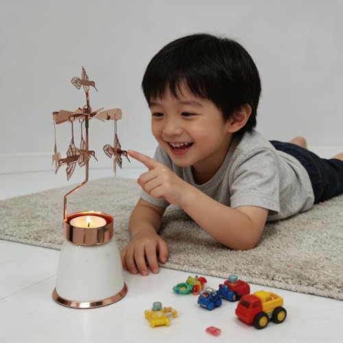 kingnero Rotary Candle Holder Spinning Candleholder Tea Light Candle Powered Carousel Small Gift (Hummingbird) - Image 3