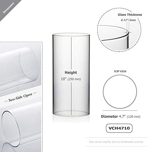 WGVI Hurricane Candle Holder Sleeve, Wide 4.7", Height 10", Clear Glass Cylinder Candleholder, Chimney Tube, Open Ended Candle Shade, 6 Pieces Bulk - Image 2
