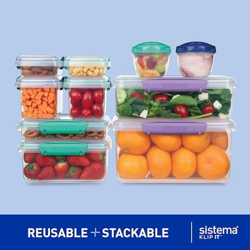 Sistema 20-Piece Food Storage Containers with Lids and Salad Dressing and Condiment Containers, Dishwasher Safe, Color May Vary - Image 3