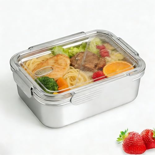 Stainless Steel Food Storage Containers, Silver, 44oz by HOMMIYA