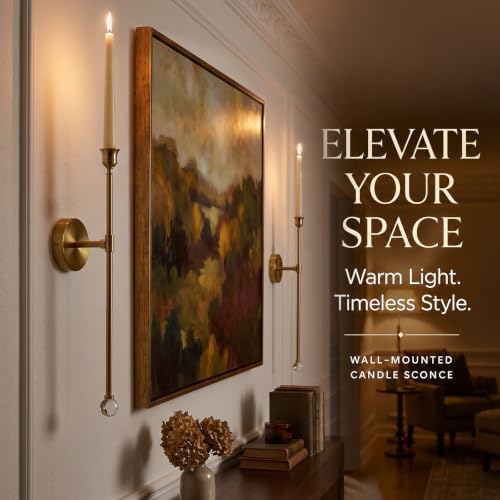 20" Wall Mounted Candle Sconce, 2 Packs, Copper Gold - Image 4