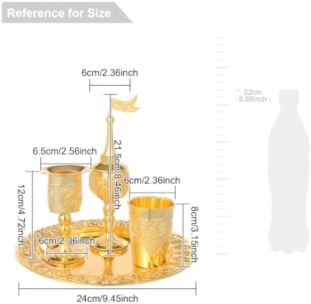 4-Piece Havdallah Set, Shabbat Havdalah Set with Candle Holder, Kiddush Cup, Spice Box, Retro Decorative Wine Set for Home Synagogue, Gold - Image 4