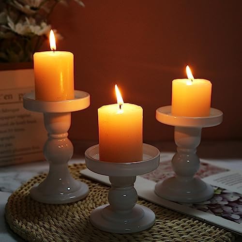6-Piece Set of White Glass Candlestick, Crystal Candlestick Holder Holder and Conical Candle, Christmas Candle Holder Decoration, Family Living Room Wedding Candle Holder (white2sets) - Image 7