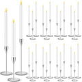 FillTouch 30 Pcs Silver Candlestick Holder with Flameless Taper Candle Bulk by FillTouch